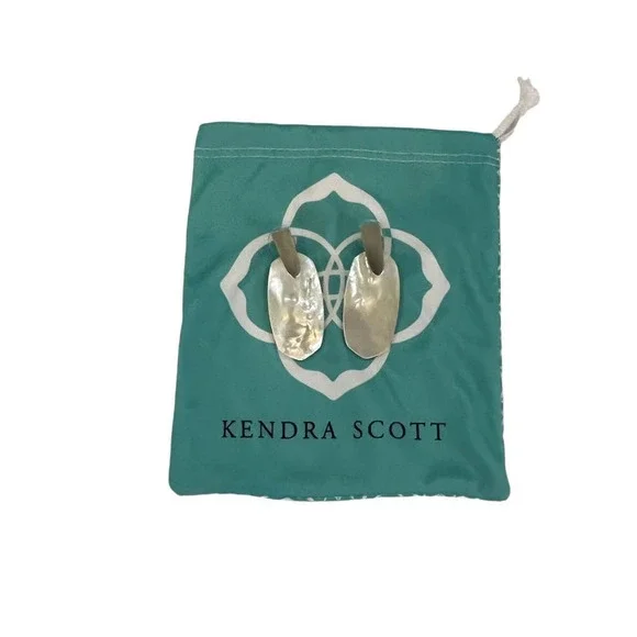 KENDRA Scott Ivory Silver Oval Drop Mother of Pearl Statement Earrings - Picture 4 of 10